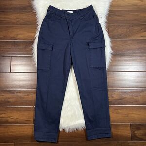 Good American Size 10 / 30 Blue Criss‎ Cross Army High Rise Cargo Jean Pants